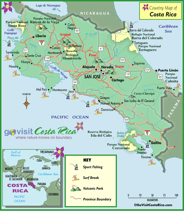 County karte von Costa Rica